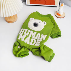 Green Jumpsuit for Dog for Winter/Autumn
