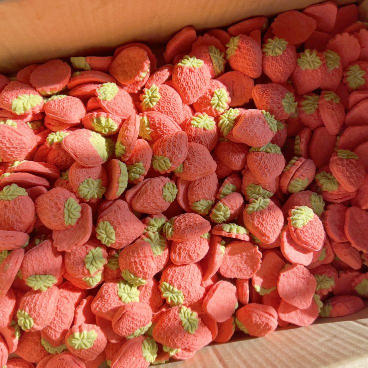 Handcrafted Chicken &amp; Cheese Strawberry Crisps – 20-Pack, 100% Natural, No Additives, Fresh Ingredients – Perfect for Meal Toppers, Training Treats, or Pet Decoration