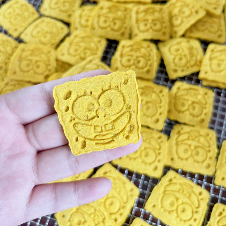 Handcrafted SpongeBob-Shaped Biscuits – Chicken, Goat Cheese &amp; Veggie Blend – 20 Pieces, Individually Vacuum-Sealed – No Additives, No Preservatives, Healthy Training &amp; Meal Topper Treats